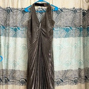 Kiki black and silver long halter top style formal dress size 16